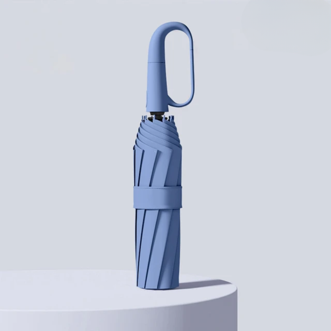 Compact StormShield umbrella with reflective accents, offering superior rain protection.