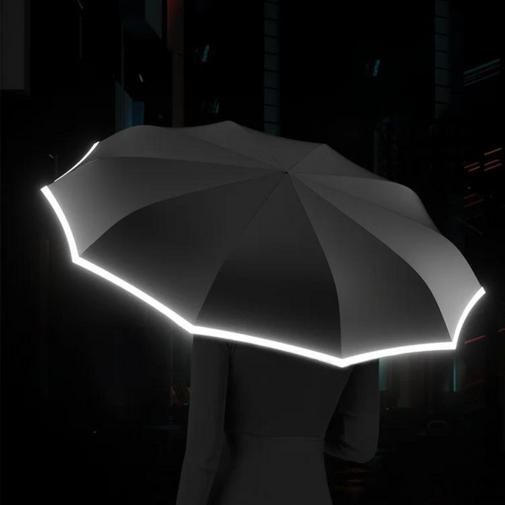 Compact, durable unisex umbrella, StormShield technology, reflective for nighttime safety.