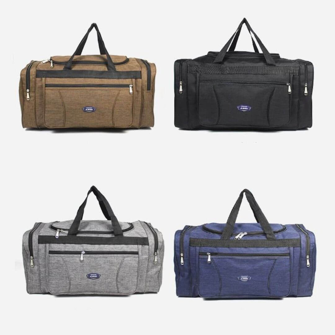Unisex large capacity waterproof travel duffle bag, multi-use for gym, weekend trips, or carry-on. Durable polyester.