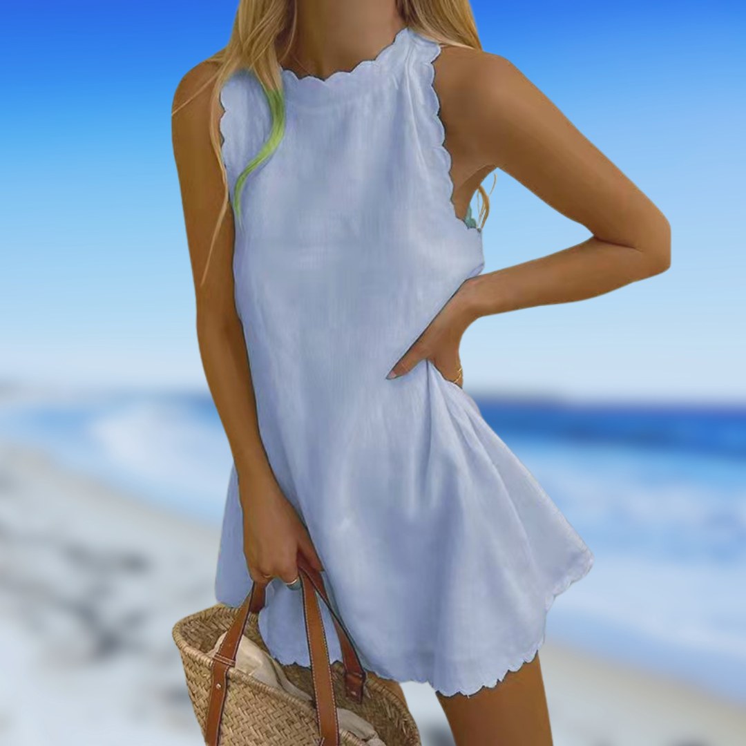 Breathable & elegant women's lightweight summer occasion dress, a comfortable flowy midi for resort wear.