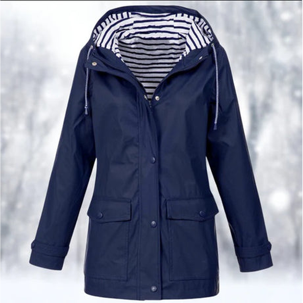 Lightweight women's rain jacket offering ultimate weather protection. Stylish windbreaker for spring/fall outdoor activities.