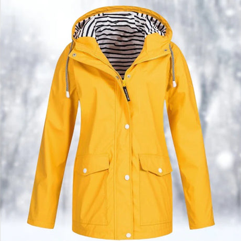Versatile women's layering rain jacket. Stylish, lightweight windbreaker offering weather protection for outdoor casual wear.