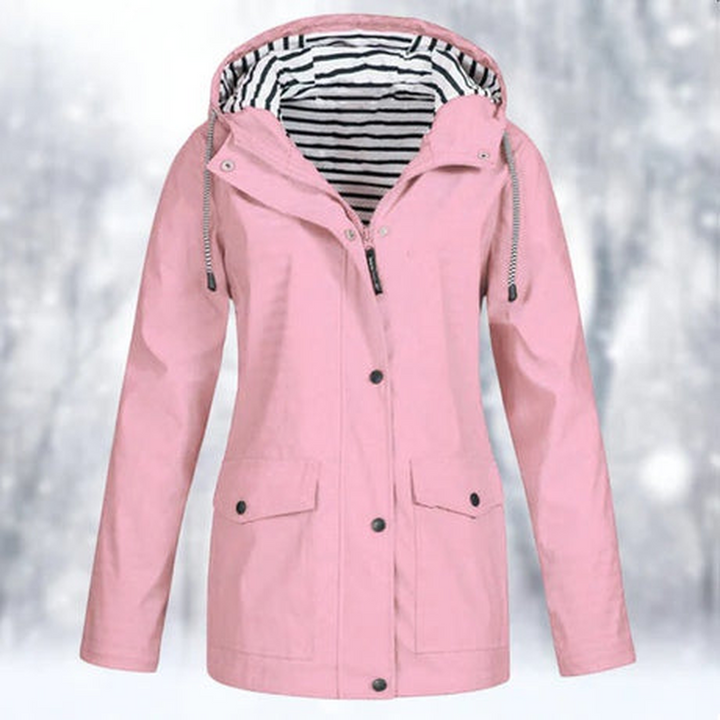 Women's stylish weather-protection rain jacket. Lightweight outdoor windbreaker, perfect for spring & fall.