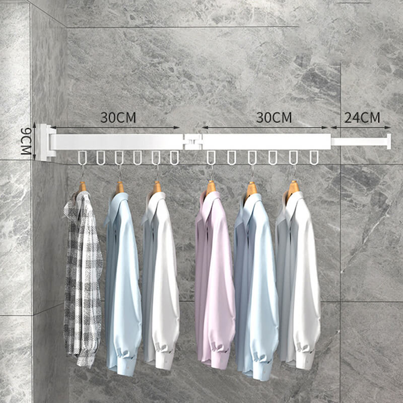 Compact, foldable wall-mounted clothes airer, space-saving laundry drying rack for modern home organization.