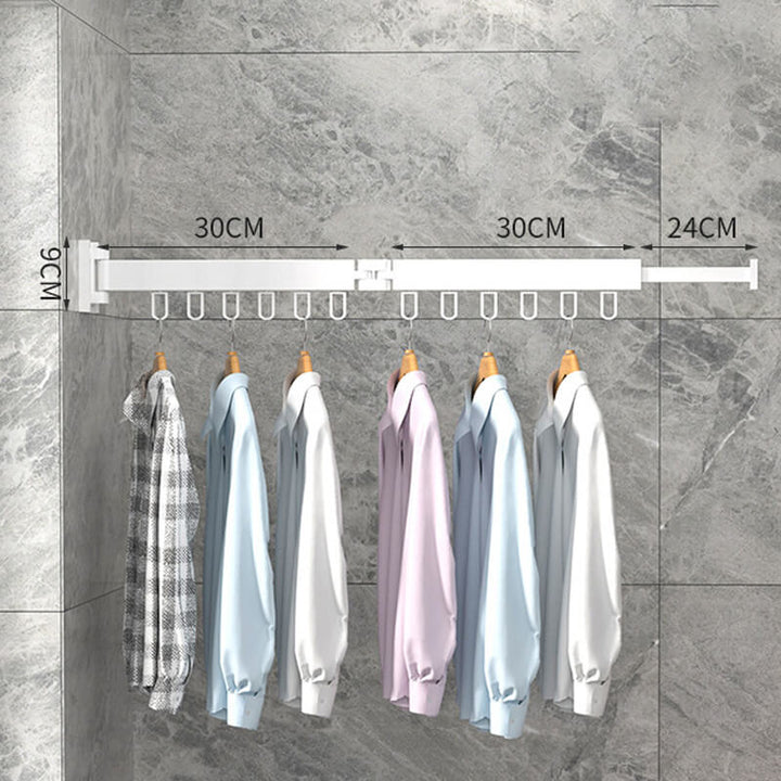 Compact, foldable wall-mounted clothes airer, space-saving laundry drying rack for modern home organization.