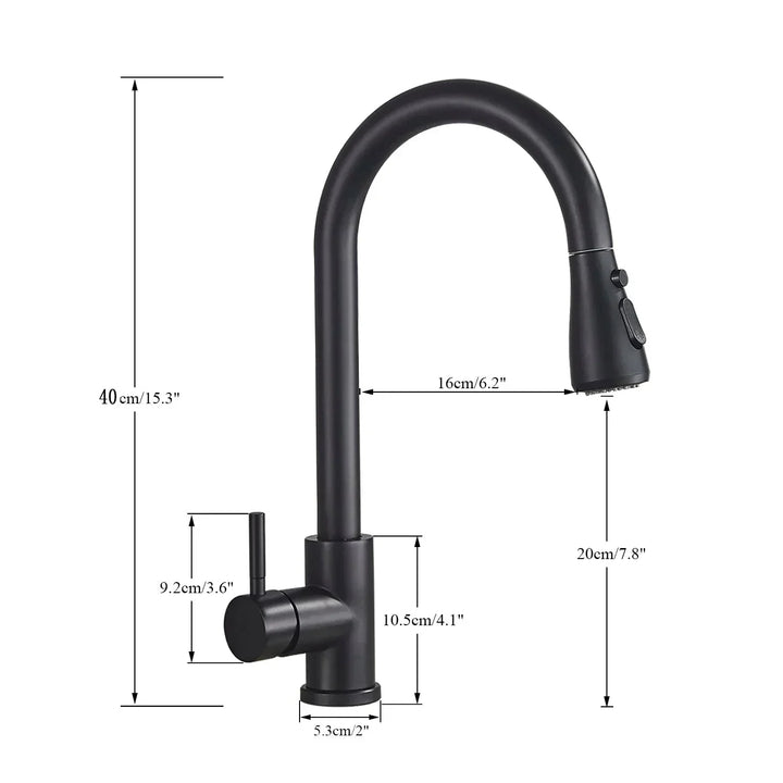 Water-saving Ret retractable Kitchen Faucet. Modern pull-down sprayer, single lever. Great home improvement for kitchens.