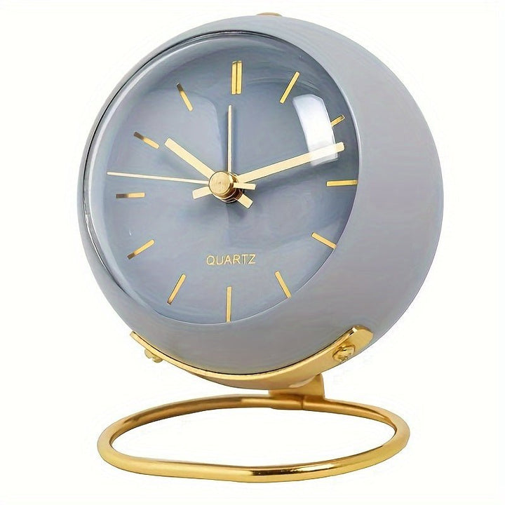 Silent vintage analog alarm clock with a powerful loud bell. Retro design enhances bedroom and desk home decor.
