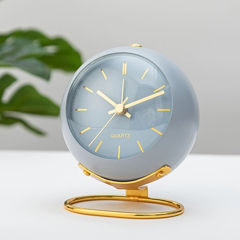 Traditional classic bell alarm clock, vintage analog design with silent movement and bright night light for your desk.