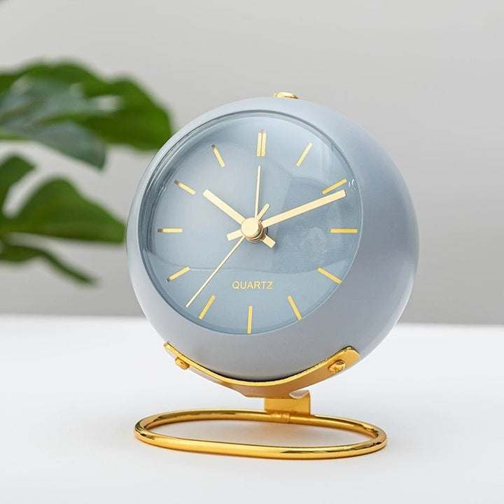 Traditional classic bell alarm clock, vintage analog design with silent movement and bright night light for your desk.