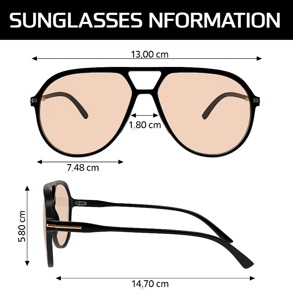 Amara Retro Oversized Aviator Sunglasses, unisex, UV400 protection, stylish square frame.