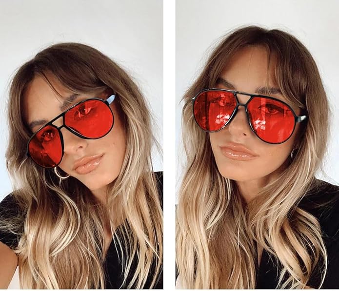Vintage 70s inspired oversized aviator sunglasses for men & women, UV400 eye protection.