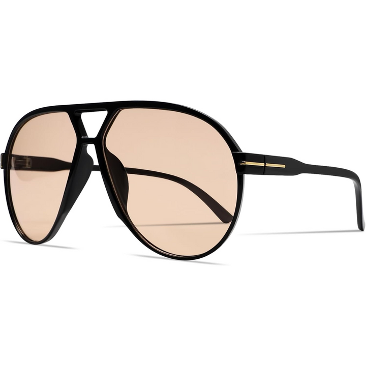 Oversized square frame aviator sunglasses, retro design for men, UV400 sun protection.