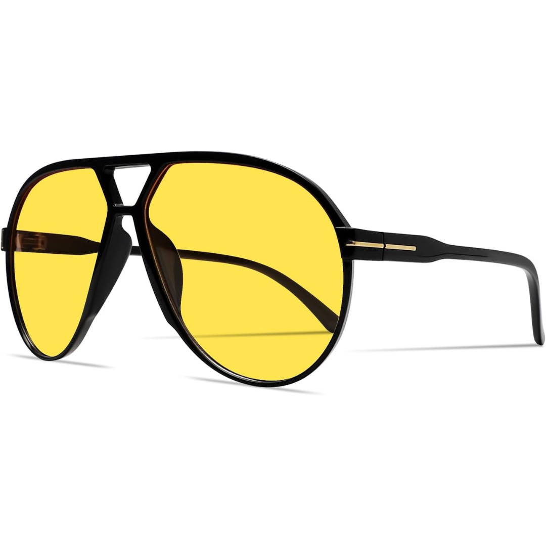 Stylish unisex retro oversized aviator sunglasses, square frame, UV400 protection, summer essential.
