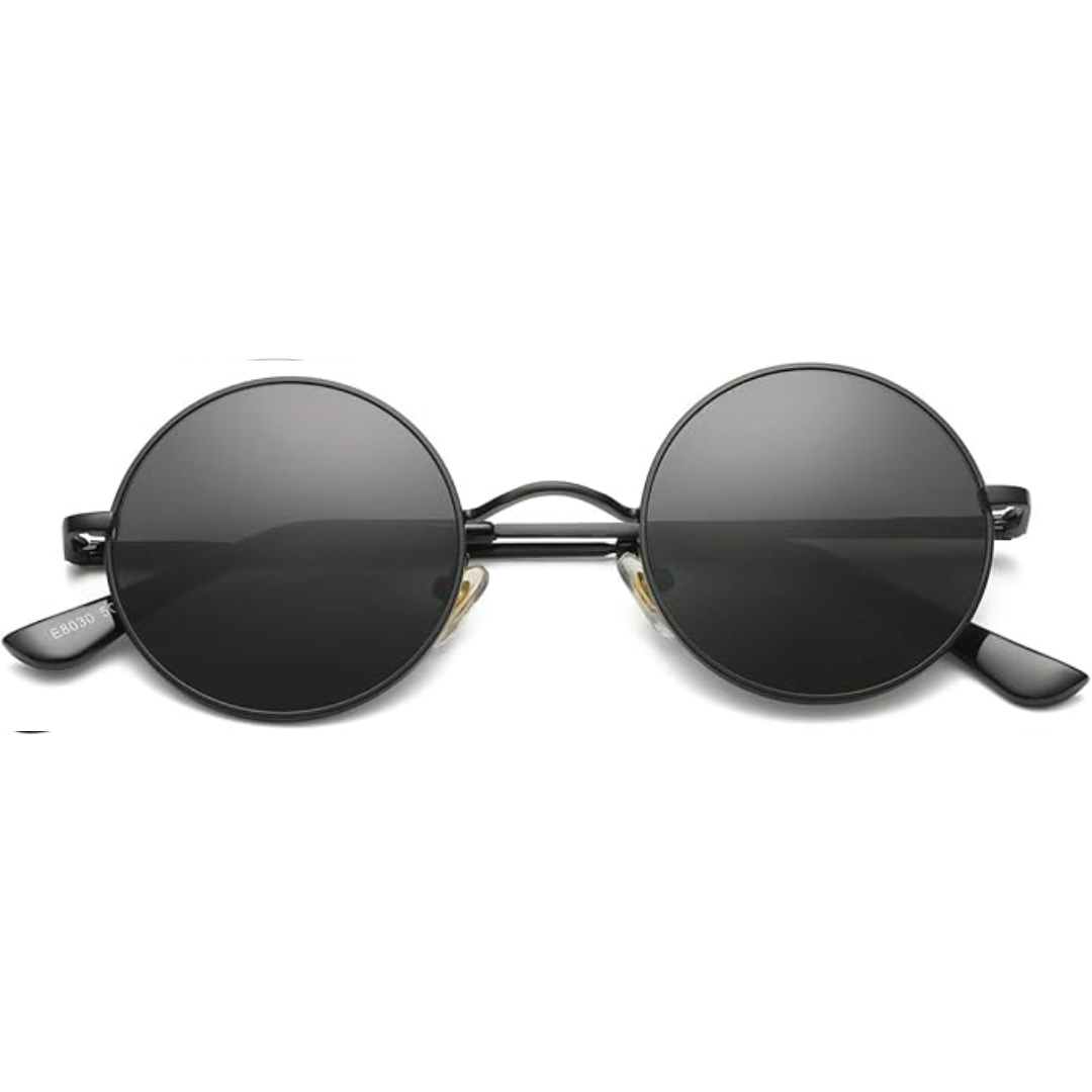 Unisex round polarized retro sunglasses for men & women, offering UV eye protection.
