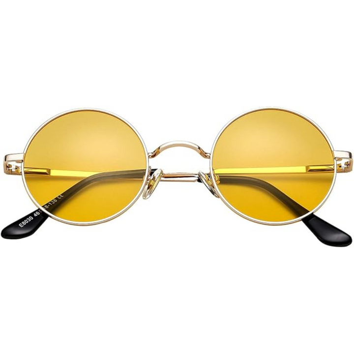 Fashionable retro round polarized sunglasses, vintage unisex eyewear accessory.