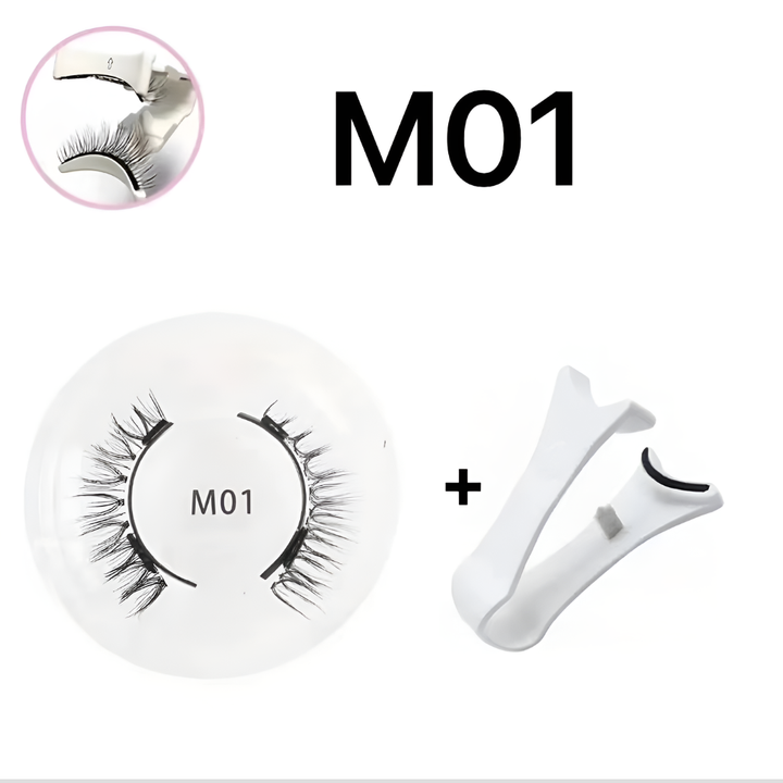 Reusable magnetic eyelashes with applicator tweezers for easy application