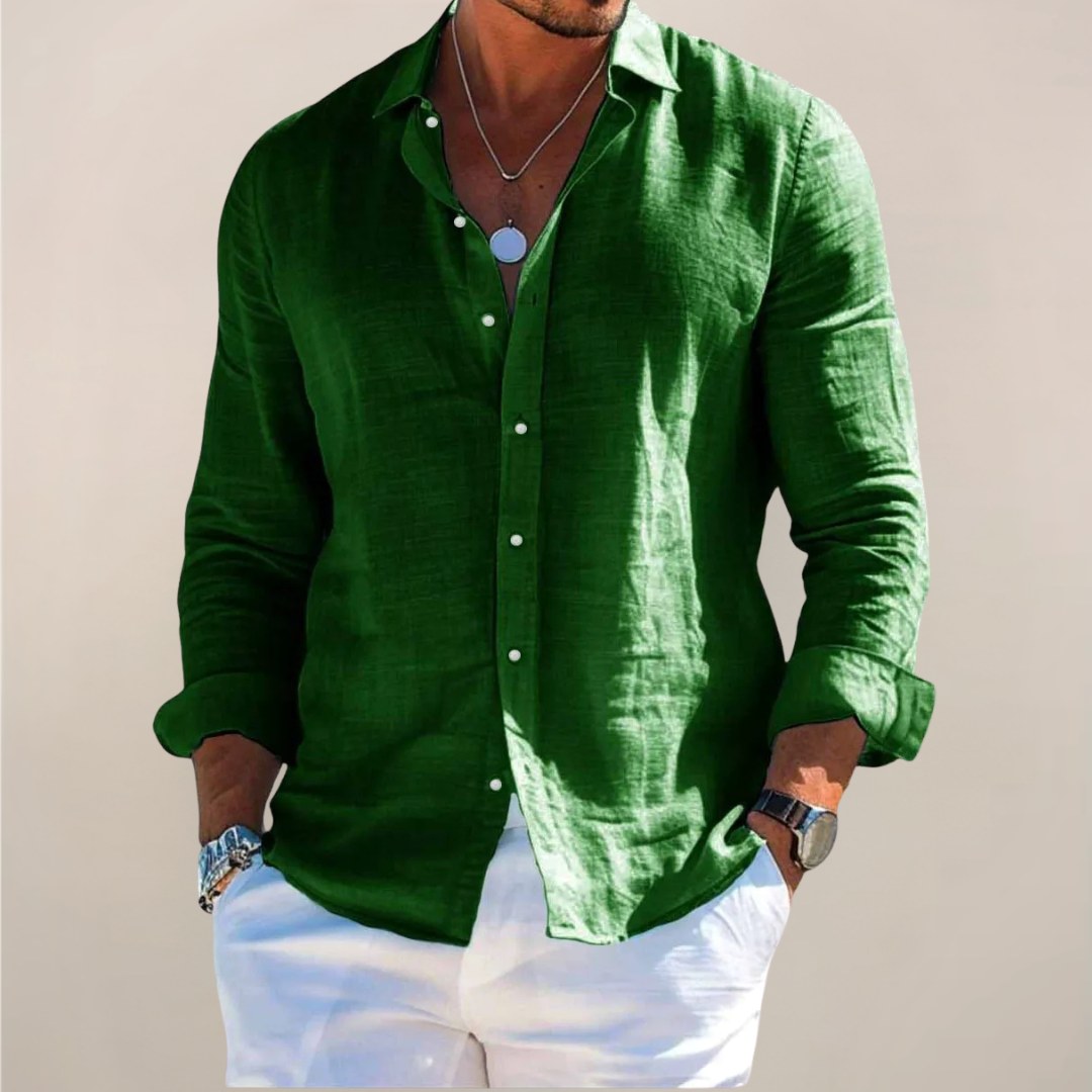Comfortable men's button shirt, a relaxed fit lightweight top for versatile everyday and casual styling.