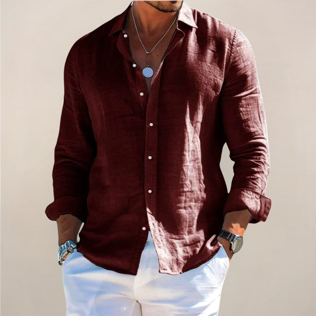 Classic casual men's button-up shirt, a lightweight and comfortable top perfect for summer and spring.