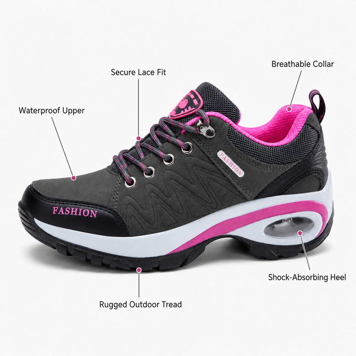Breathable Ridge women's waterproof outdoor sneakers, ensuring comfortable & dry feet for all-weather walking & trails.