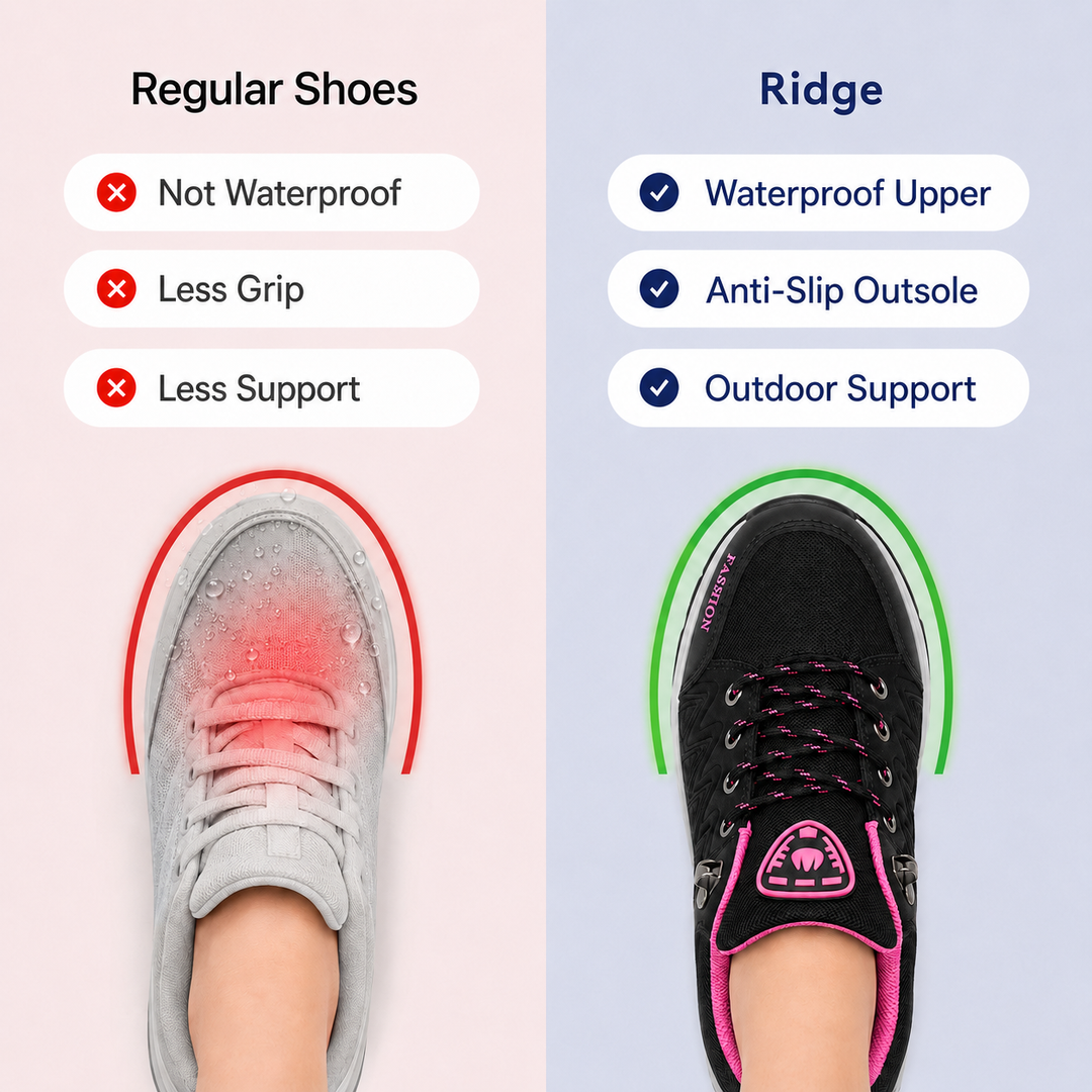 Comfortable Ridge women's walking shoes, lightweight waterproof sneakers for everyday outdoor adventures & active wear.