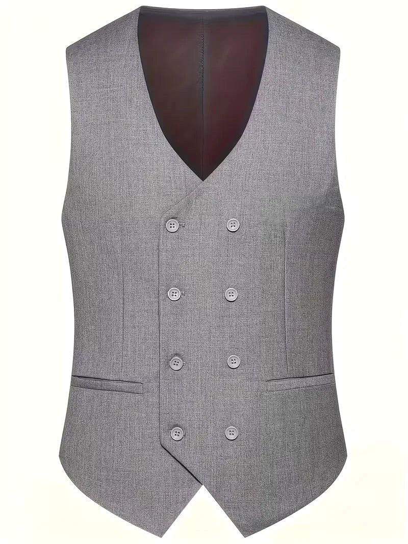 Stylish men's business wear: A slim fit three-piece formal suit with an elegant tailored design.