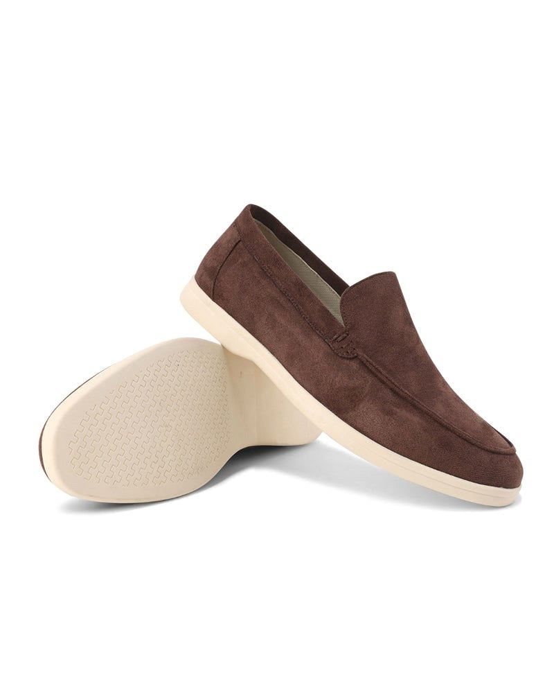 Premium men's brown slip-on loafers, showcasing quality craftsmanship & smart casual style.