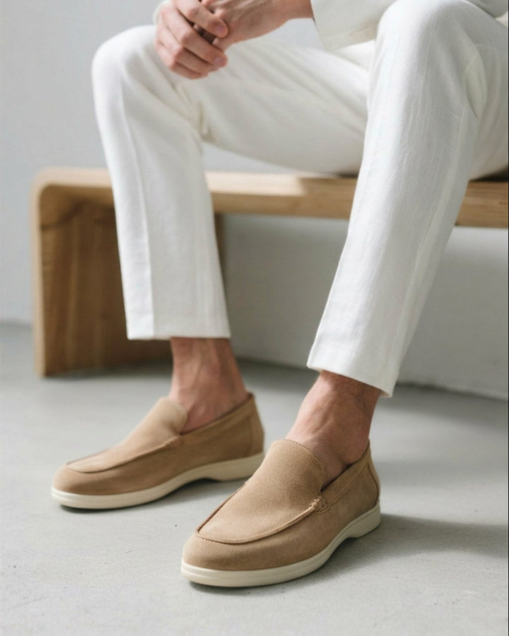 Men's versatile loafers in beige, a comfortable slip-on shoe for smart casual occasions.