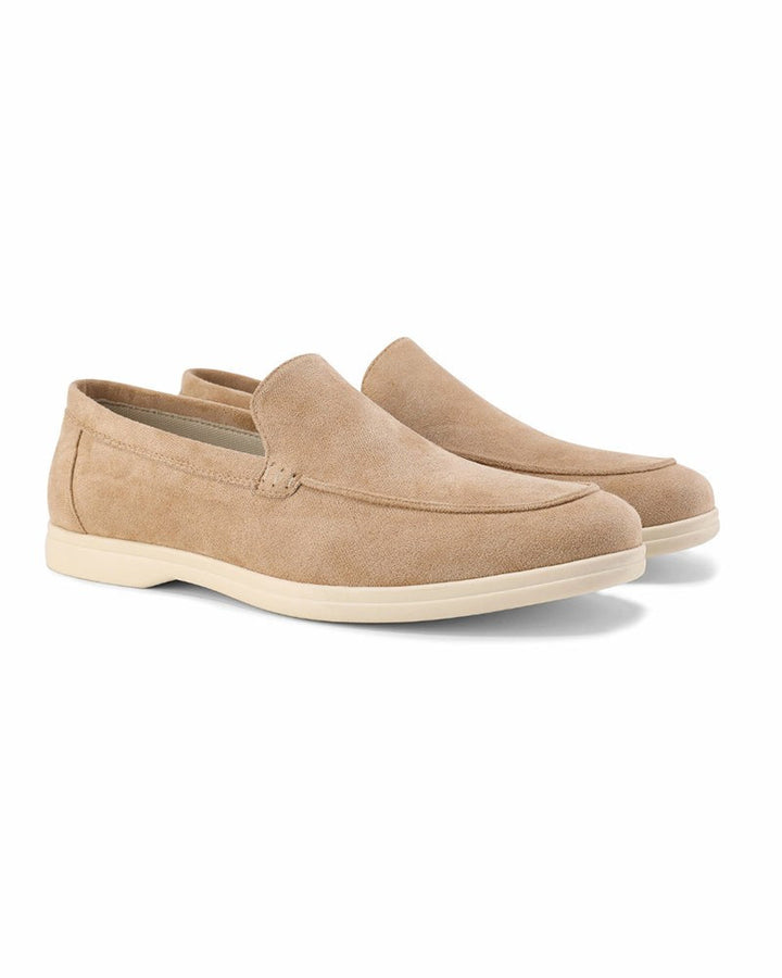 Grey men's slip-on loafers, ultimate comfort & smart casual style for modern versatile footwear.