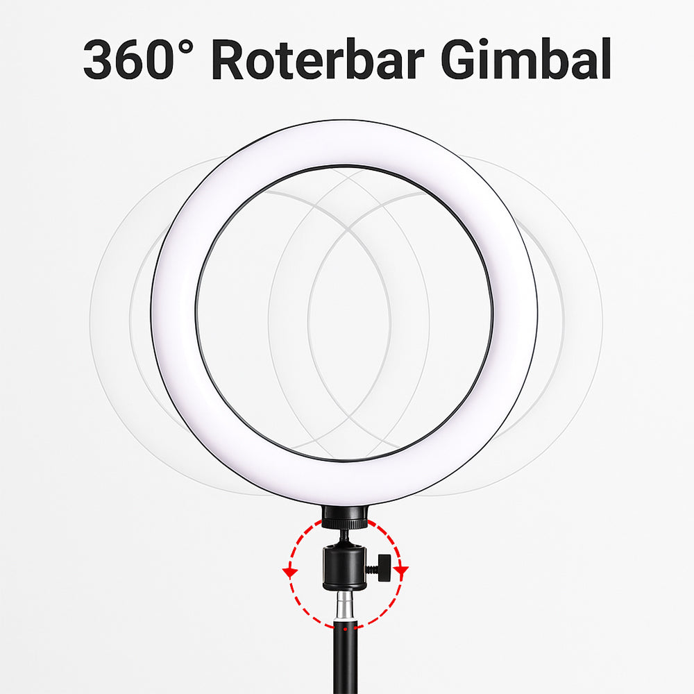 LED ring light with stand for makeup artists, vloggers, & studio photography. Features 3 color modes.