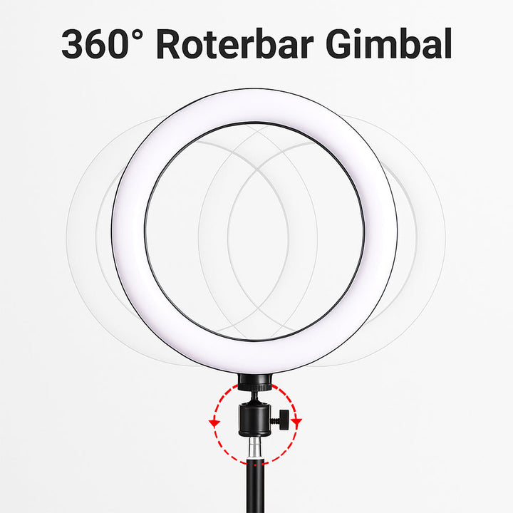 LED ring light with stand for makeup artists, vloggers, & studio photography. Features 3 color modes.