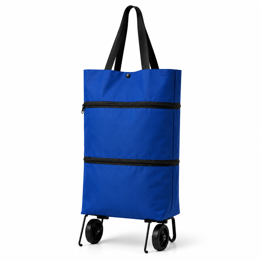 Durable foldable shopping trolley, grey, with smooth-rolling wheels for heavy loads.