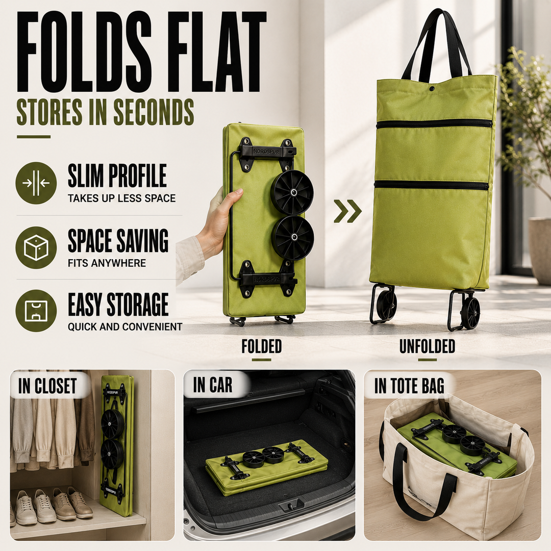Lightweight portable wheeled bag, grey, an essential errand helper for daily tasks.