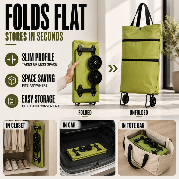 Lightweight portable wheeled bag, grey, an essential errand helper for daily tasks.