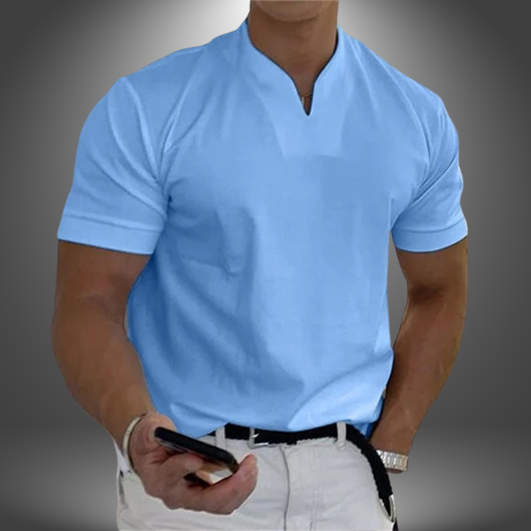 Comfortable men's casual V-neck t-shirt with a graceful slim fit, perfect for everyday style and modern fashion.