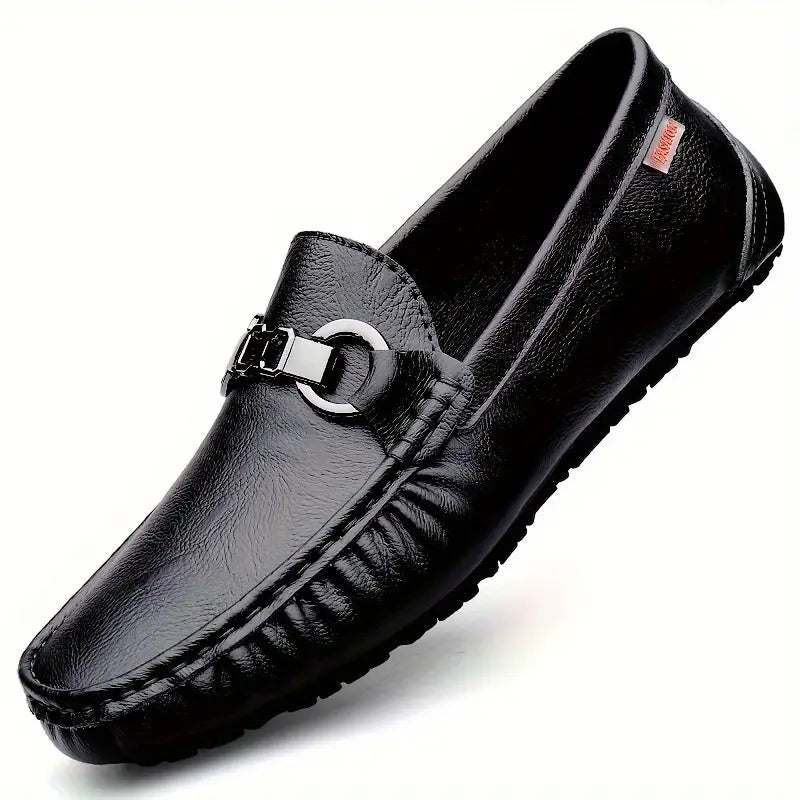 Stylish men's slip-on buckle loafers, orthopedic with arch support for comfortable, versatile, and easy-wear everyday footwear.