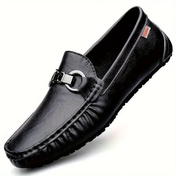 Stylish men's slip-on buckle loafers, orthopedic with arch support for comfortable, versatile, and easy-wear everyday footwear.