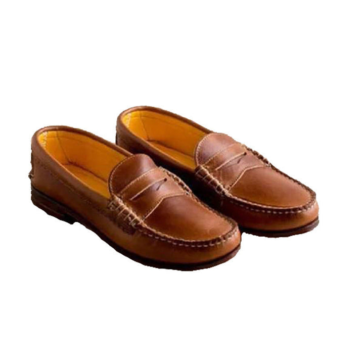 Men's relaxed orthopedic penny loafers, providing all-day comfort. Stylish slip-on shoes for casual or dress wear.