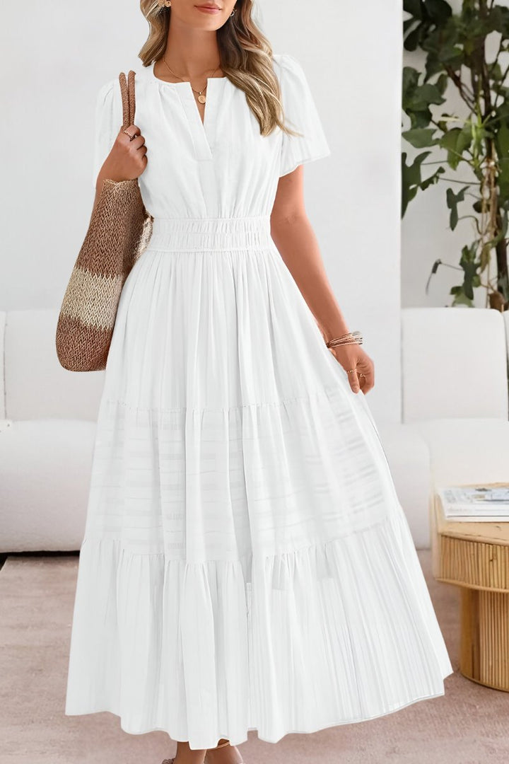 Chic women's boho tiered maxi dress, ideal for comfortable summer fashion and everyday wear.