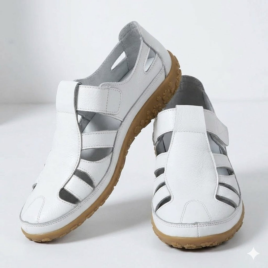Comfortable women's orthopedic walking shoes featuring excellent arch support & closed-toe design.