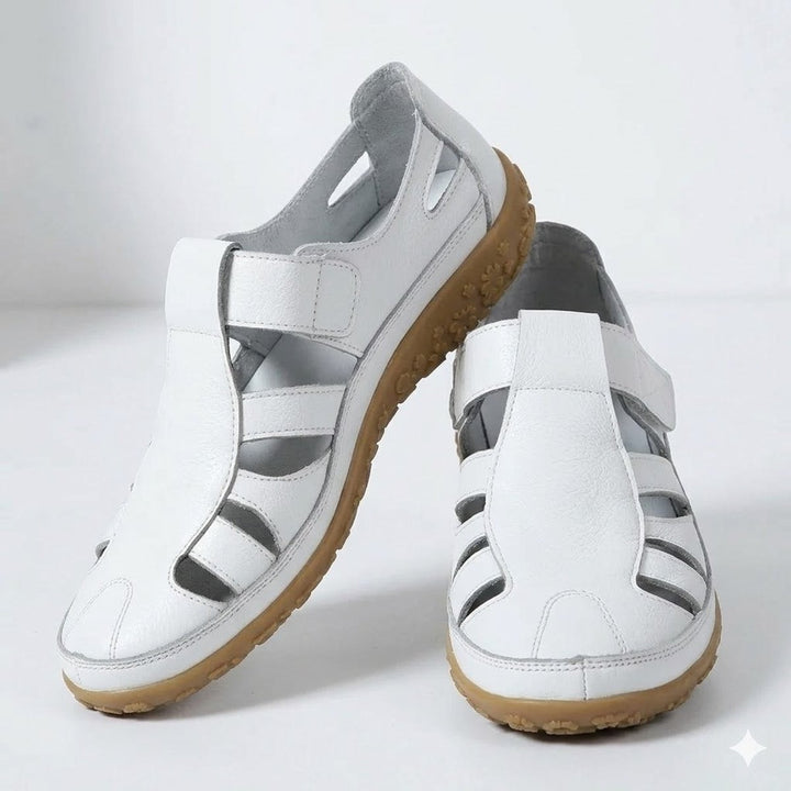 Comfortable women's orthopedic walking shoes featuring excellent arch support & closed-toe design.