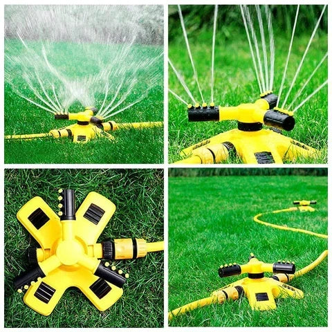 Outdoor watering system: 360° coverage rotating lawn sprinkler. Ideal for garden irrigation & efficient yard care.