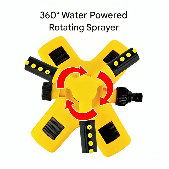 Modern lawn sprinkler with 360° coverage, perfect for garden irrigation. Water-saving & efficient yard watering system.