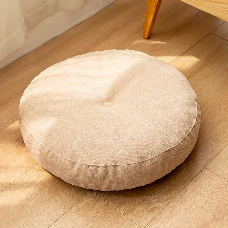 Decorative round floor cushion, ideal for home decor, comfort & relaxation.