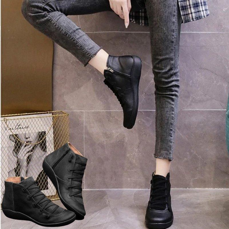Women's easy-zip comfortable ankle boots for bunions. Wide toe box, perfect for casual and walking.