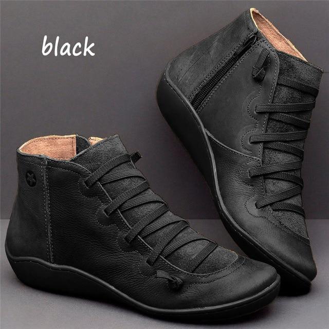 Women's comfortable ankle boots, easy-zip closure, wide toe box. Excellent for bunion relief & casual.