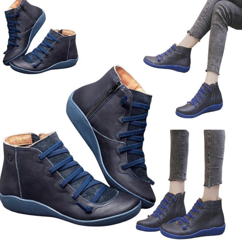 Women's easy-zip ankle boots, wide toe box for bunions. Comfortable & stylish for casual autumn fashion.