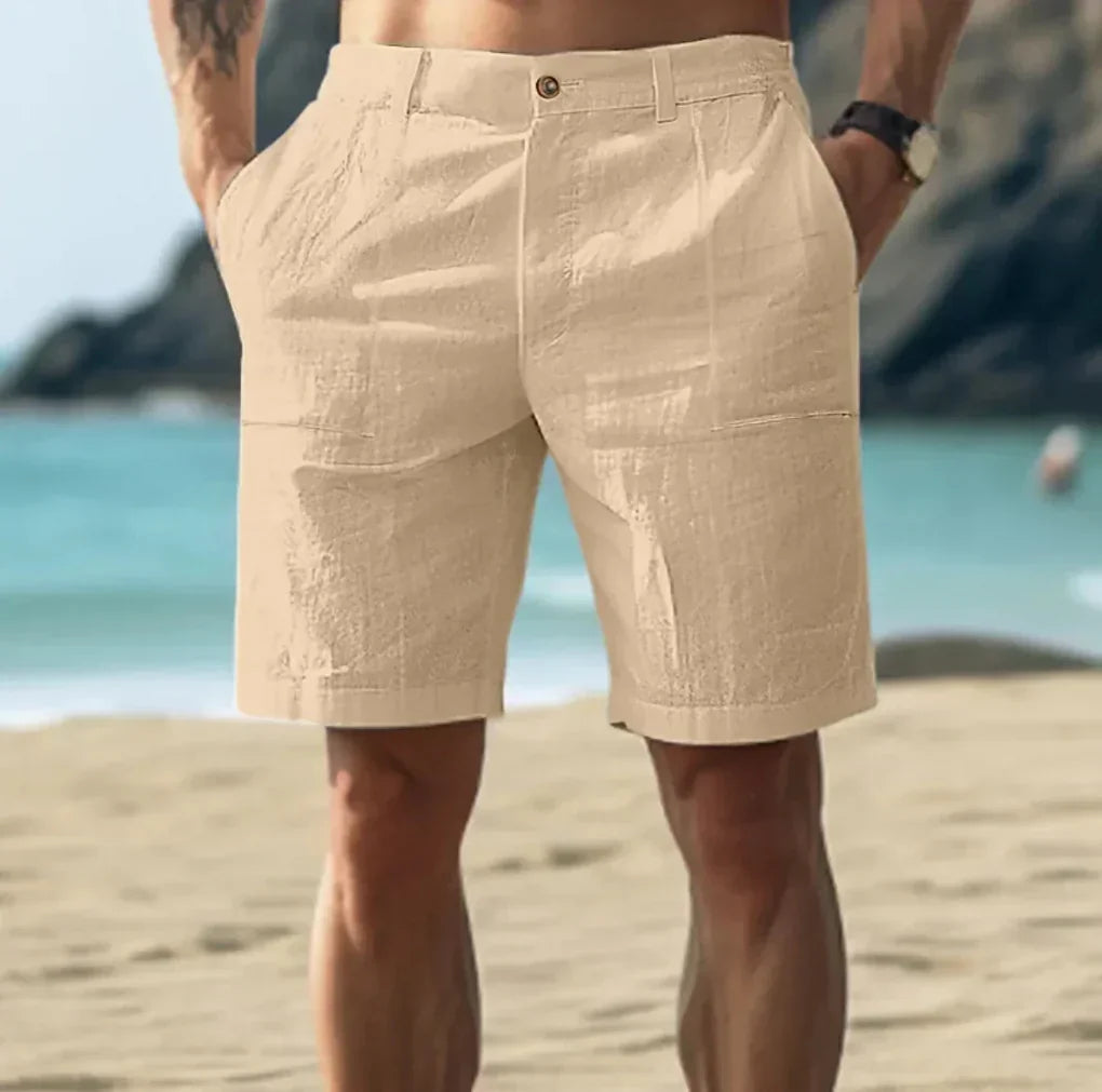 Stylish men's casual above-knee shorts with drawstring, ideal for summer relaxation and everyday versatile wear.