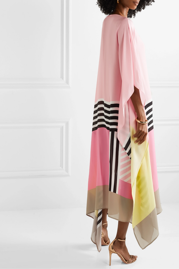 Women's Geometric Print Kaftan Maxi Dress with Batwing Sleeves