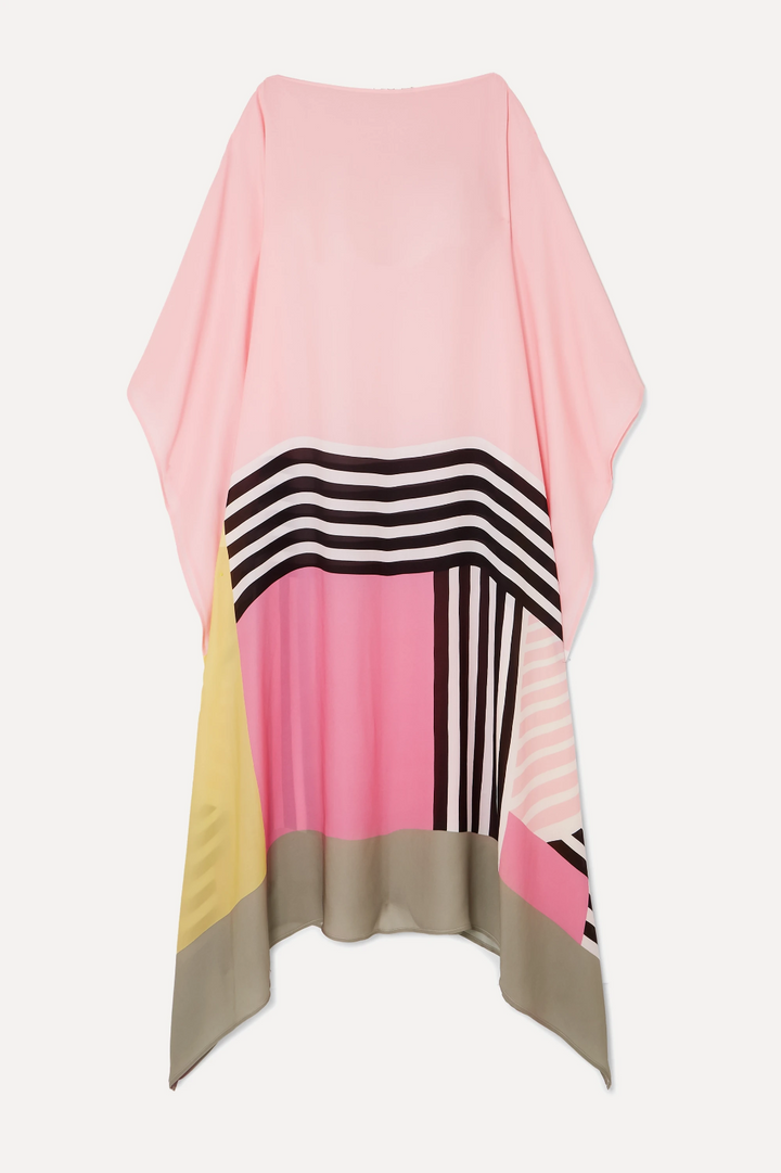 Women's Geometric Print Kaftan Maxi Dress with Batwing Sleeves