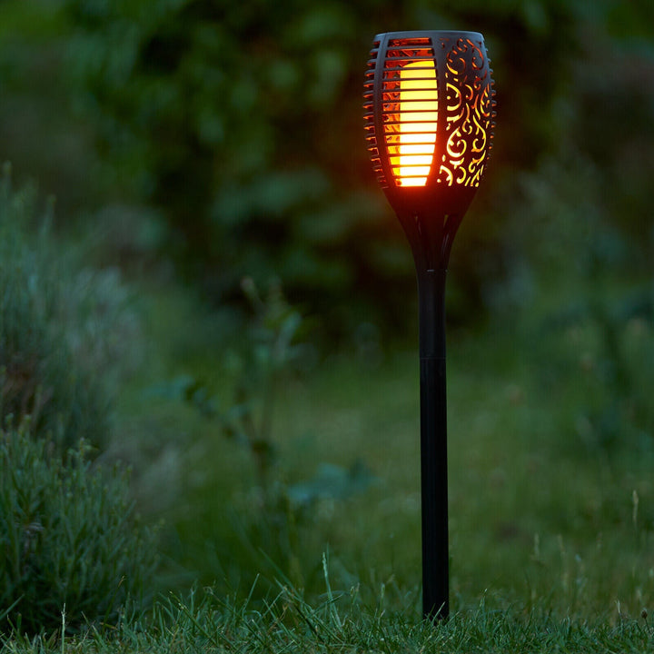 Waterproof solar torch light for outdoor landscape, featuring a mesmerizing flickering LED flame.